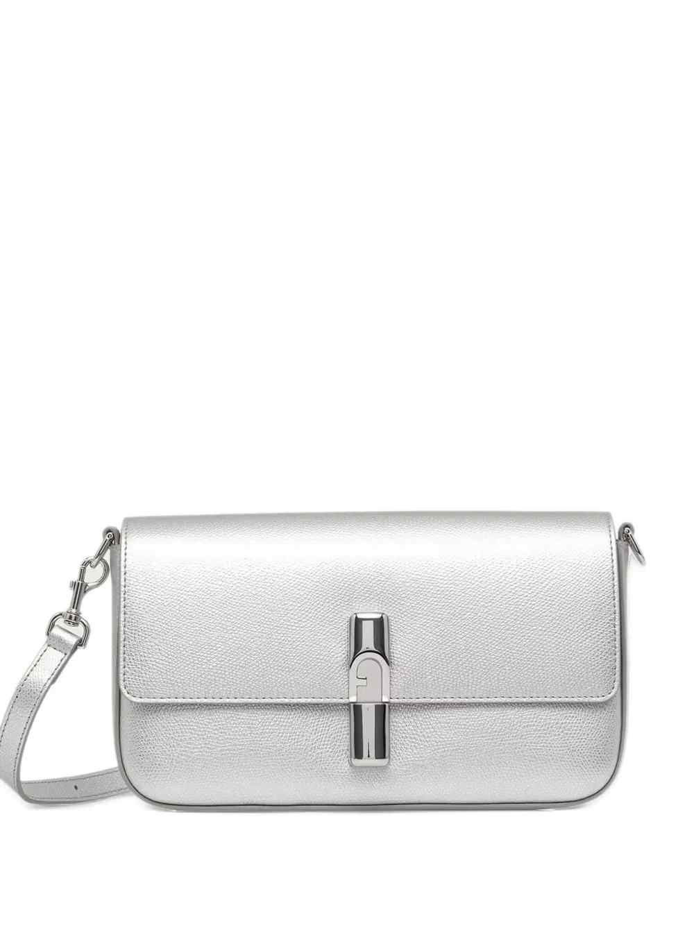 Furla small Iride metallic leather cross body bag Zilver