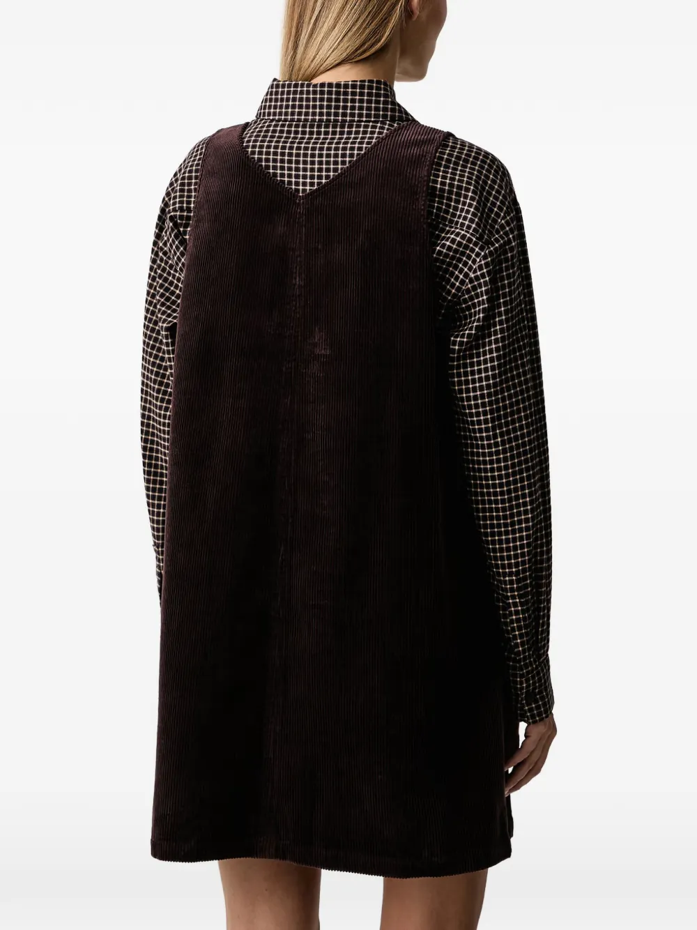 Marc O'Polo corduroy V-neck mini dress Bruin