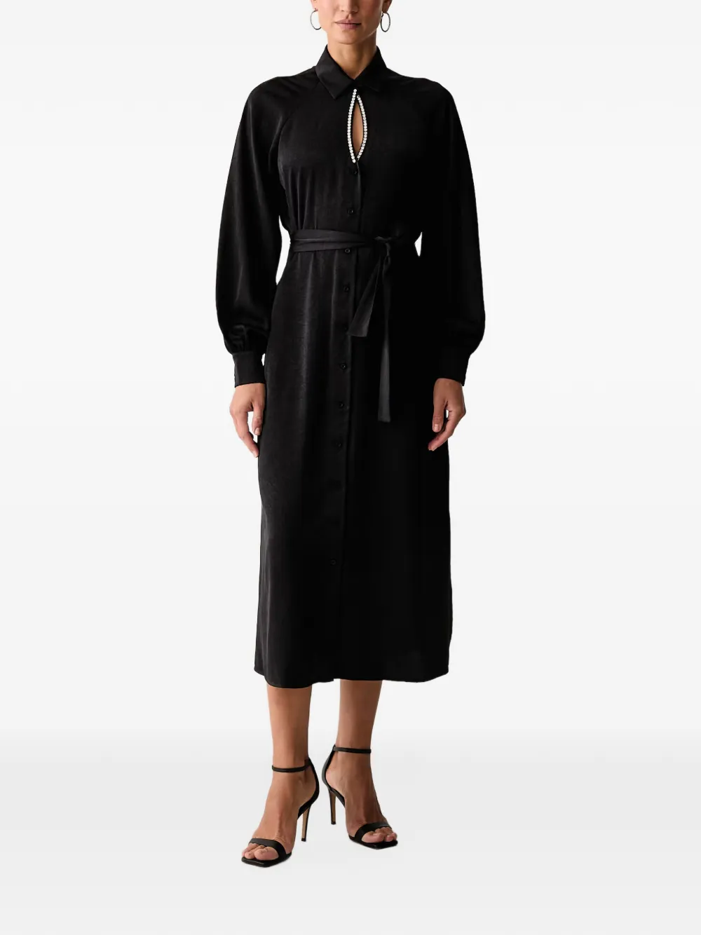 FRACOMINA crystal-embellished belted midi dress Zwart