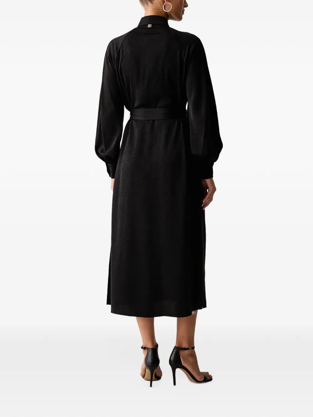 FRACOMINA crystal-embellished belted midi dress Zwart