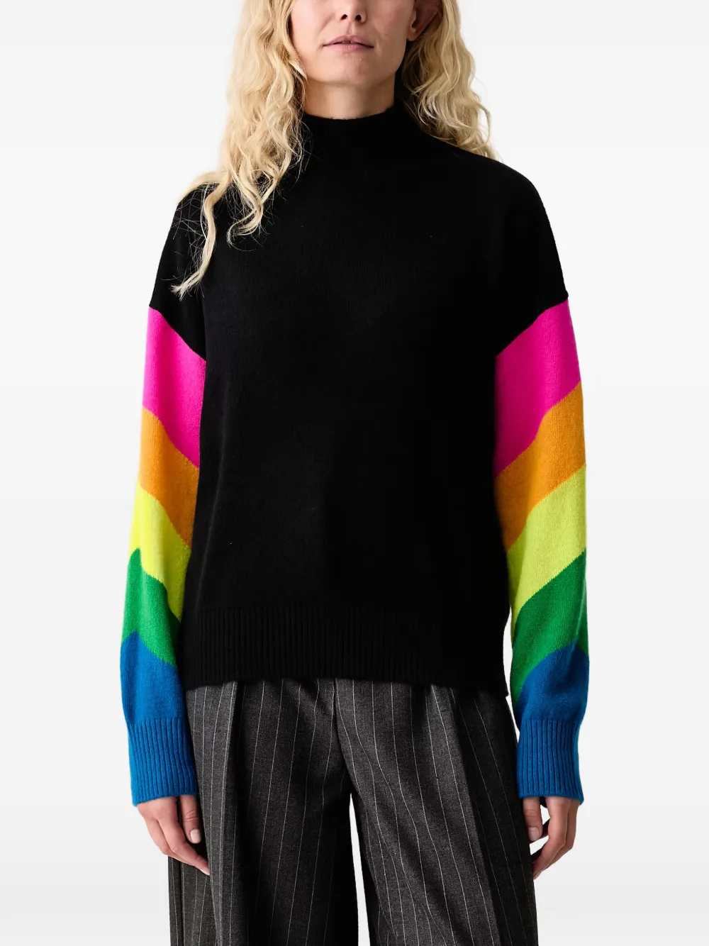 FROM FUTURE striped mock-neck sweater - Nero