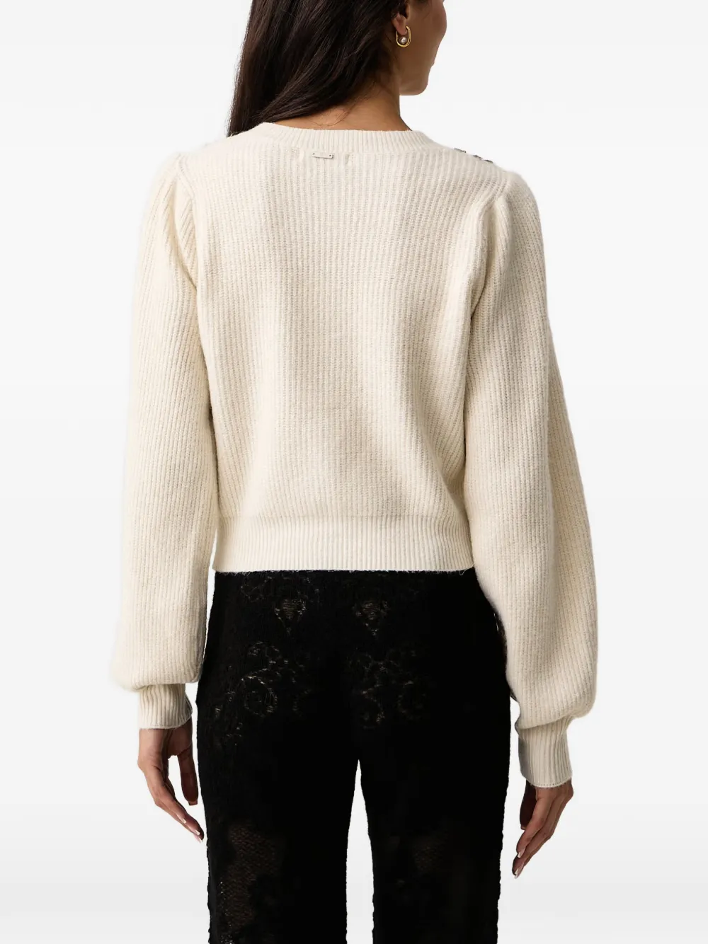 FRACOMINA sequin-embellished ribbed-knit cardigan Beige