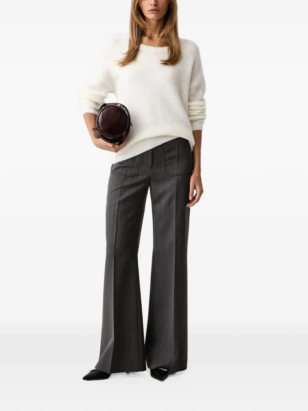 FRACOMINA crew-neck long-sleeve sweater Beige