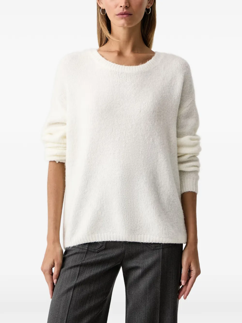 FRACOMINA crew-neck long-sleeve sweater Beige