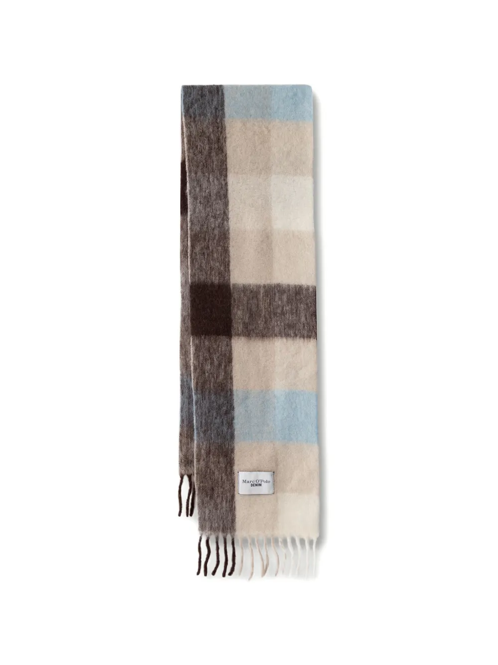 Marc O'Polo check-pattern fringed scarf - Blu