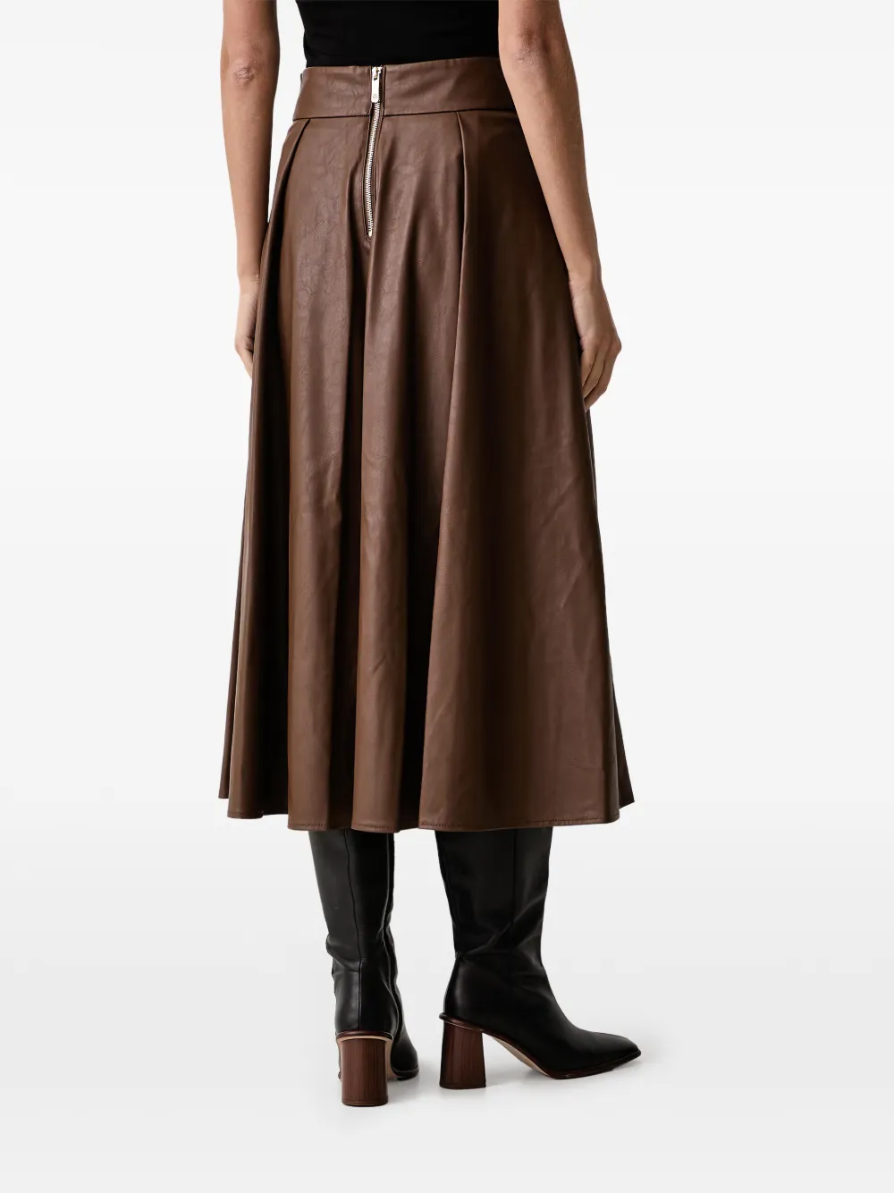 FRACOMINA lace-up pleated midi skirt Bruin