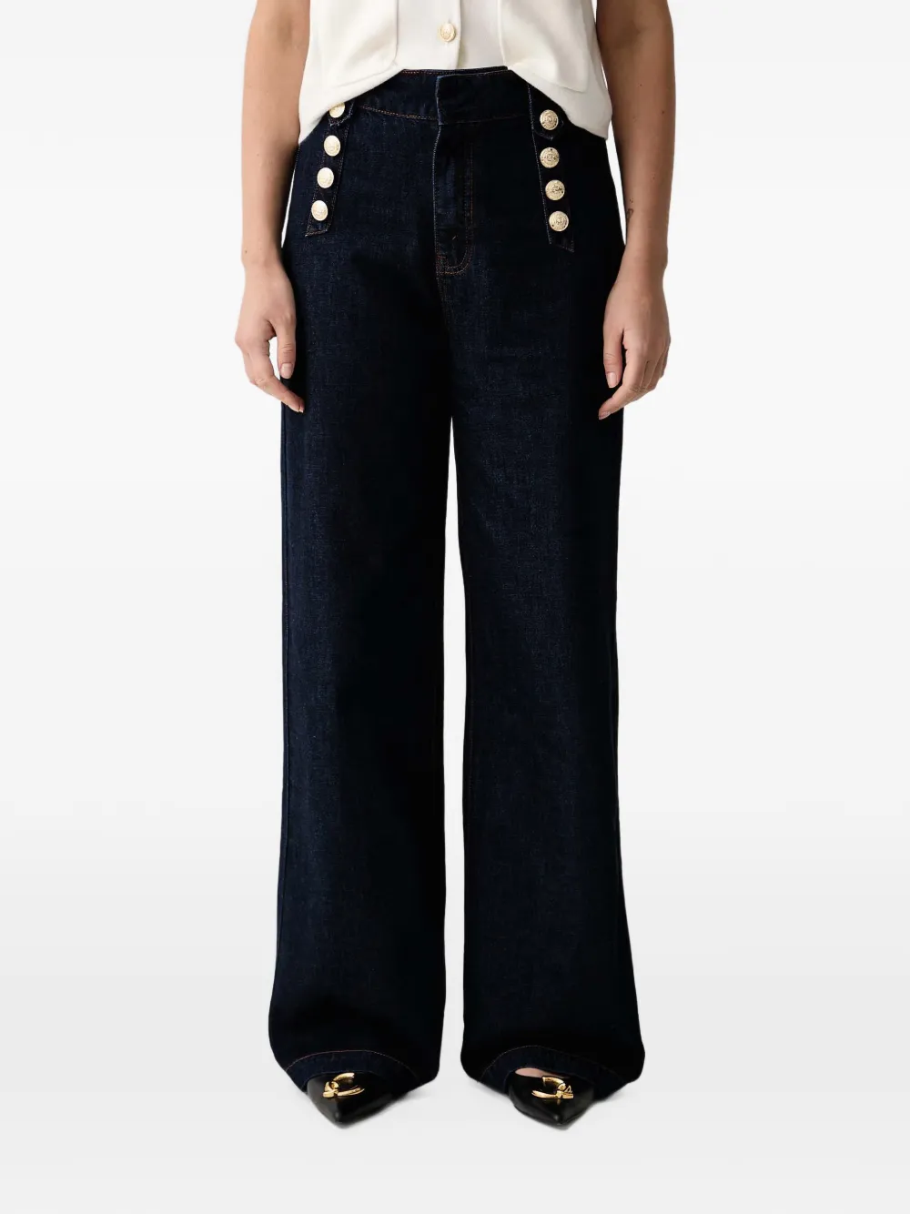 Gaudi Jeans a gamba ampia con decorazione - Blu