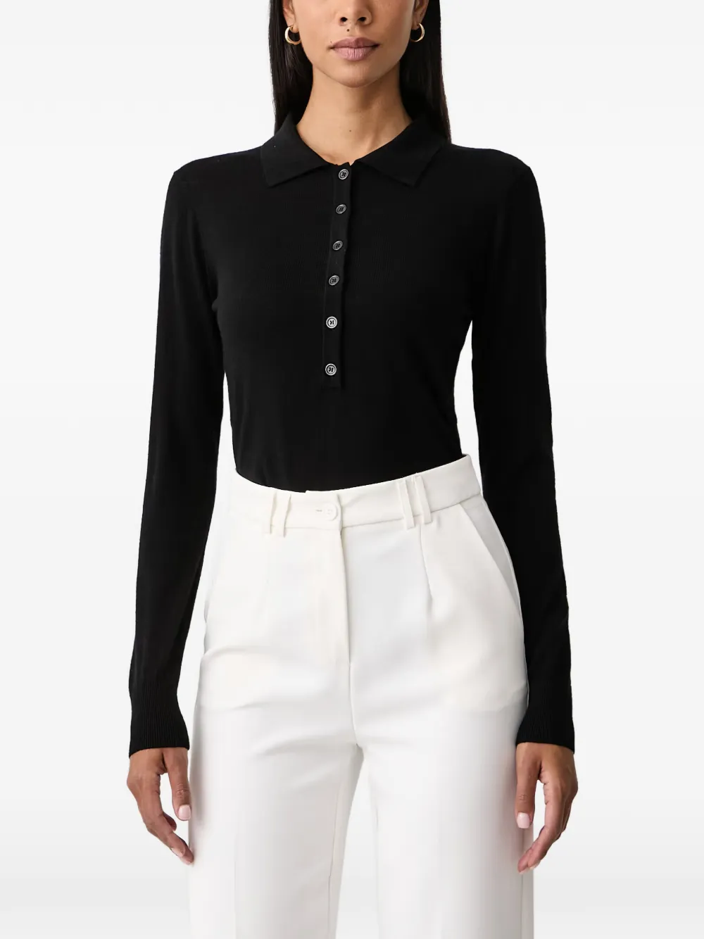 FRACOMINA long-sleeve polo bodysuit Zwart