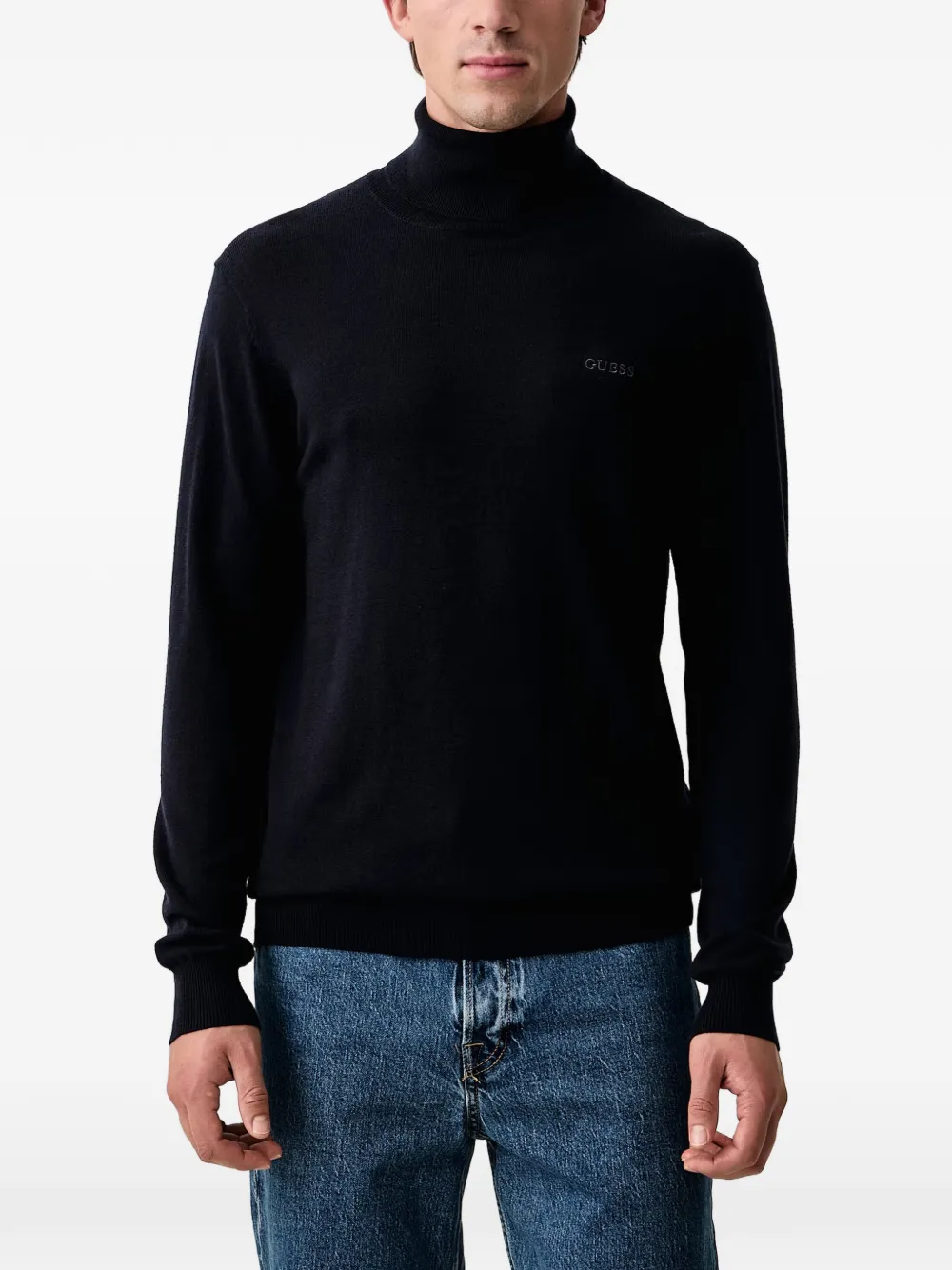 GUESS USA wool blend high neck sweater - Blu