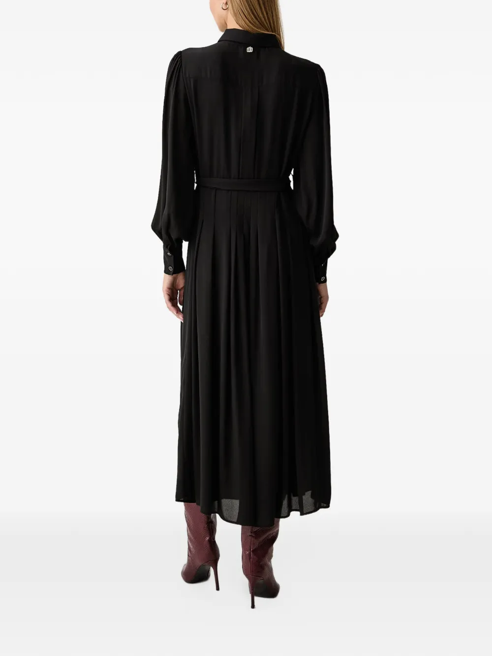 FRACOMINA belted pleated midi dress Zwart