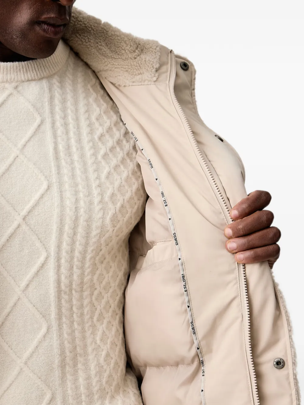 GUESS USA logo-debossed jacket Beige