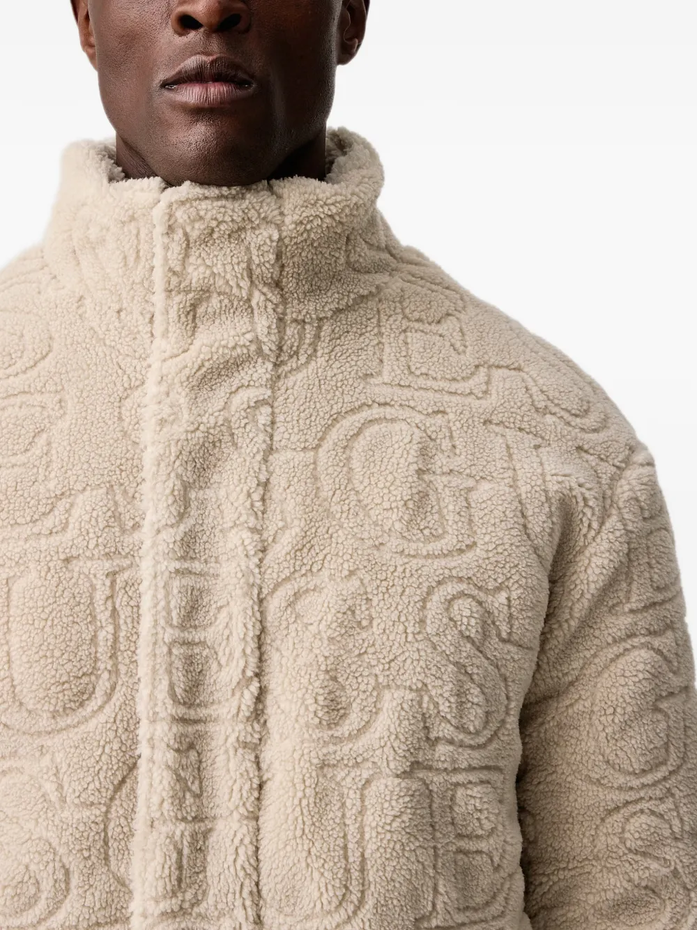 GUESS USA logo-debossed jacket Beige
