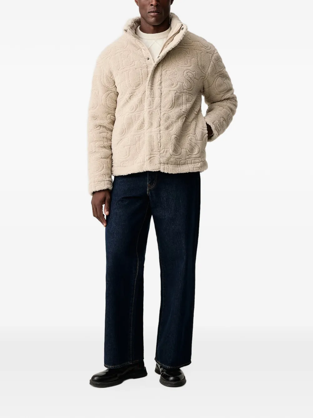 GUESS USA logo-debossed jacket Beige