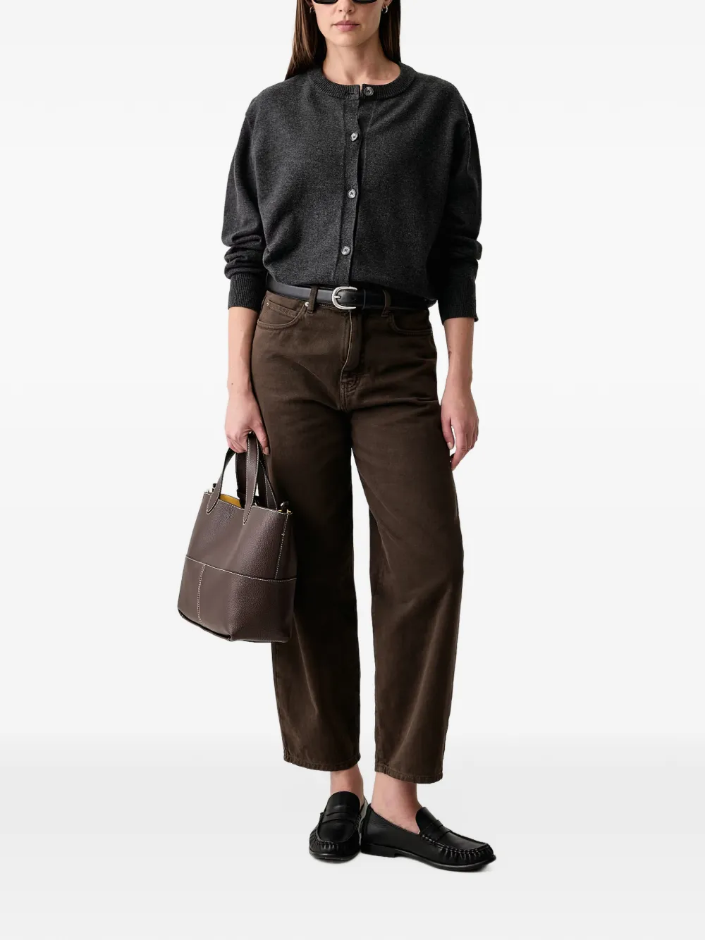 Marc O'Polo ribbed-trim button-up cardigan Grijs