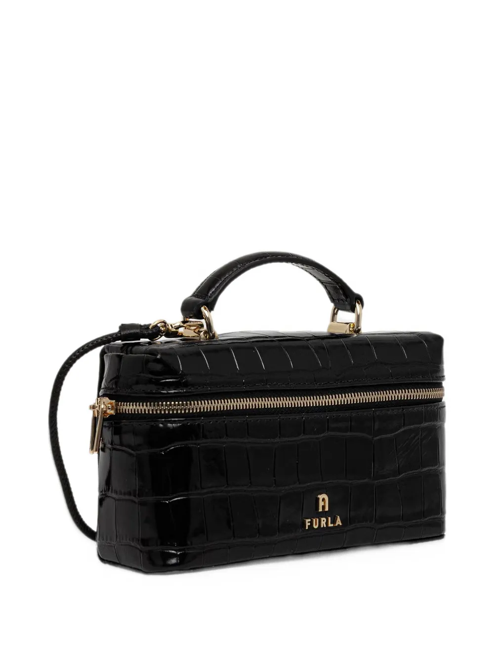 FURLA 카멜리아 마이크로 크록 효과 메이크업 백