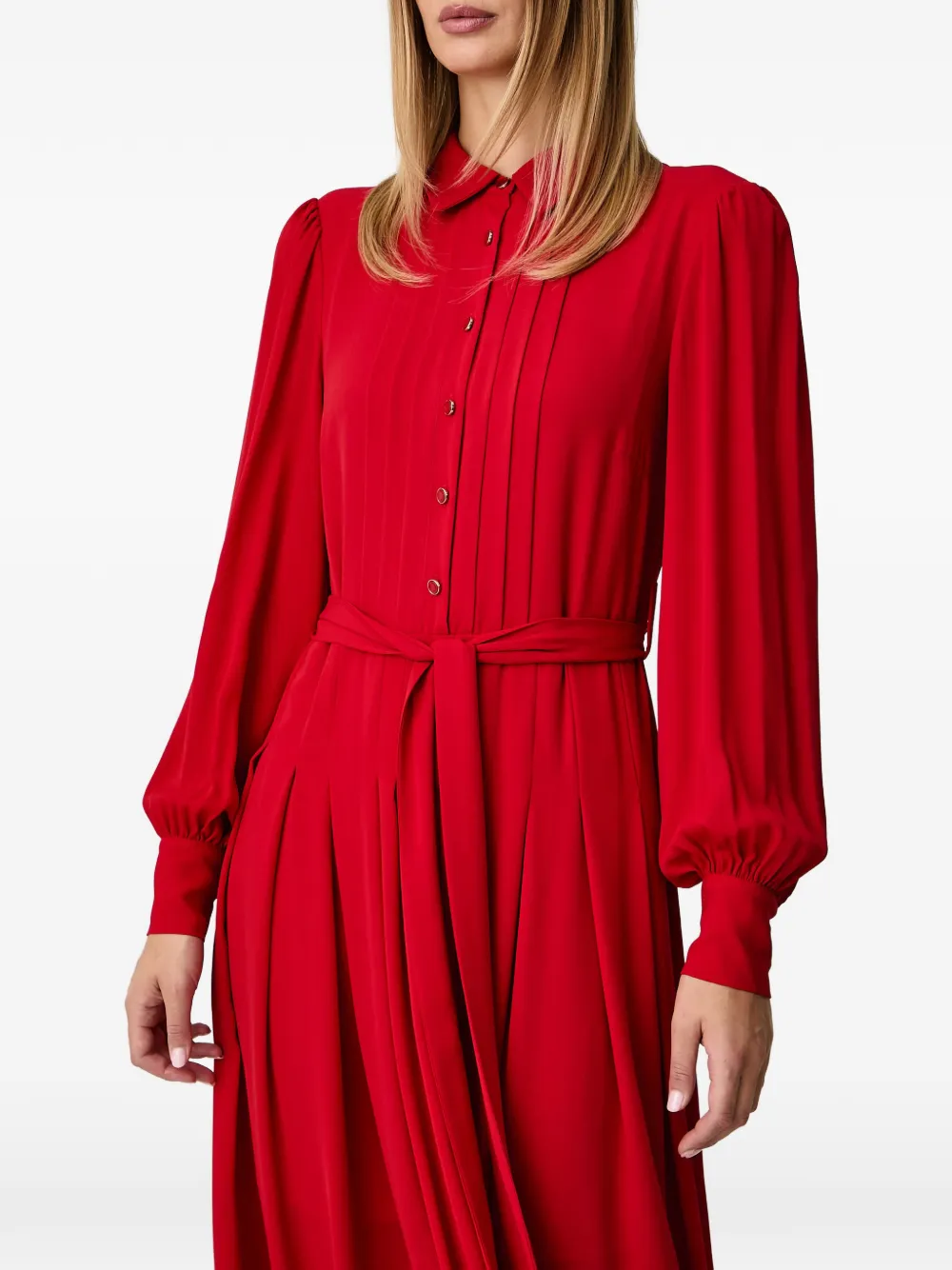 FRACOMINA pleated-detail belted maxi dress Rood