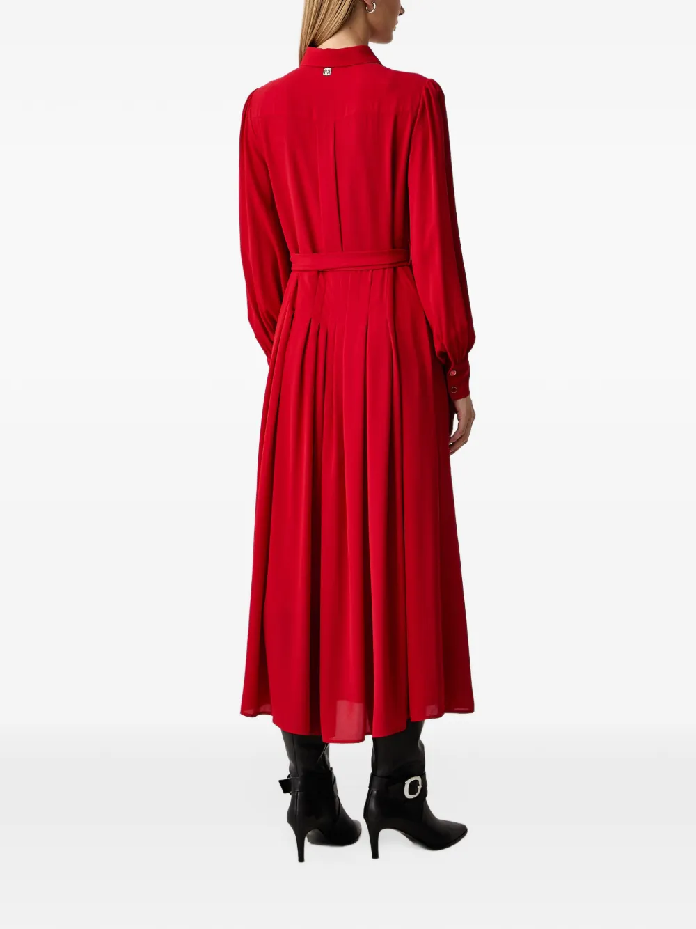 FRACOMINA pleated-detail belted maxi dress Rood
