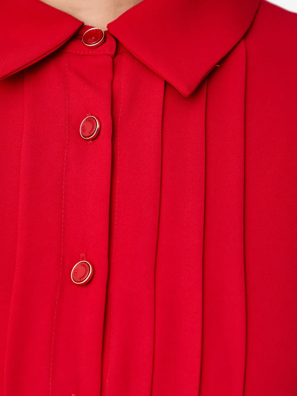 FRACOMINA pleated-detail belted maxi dress Rood