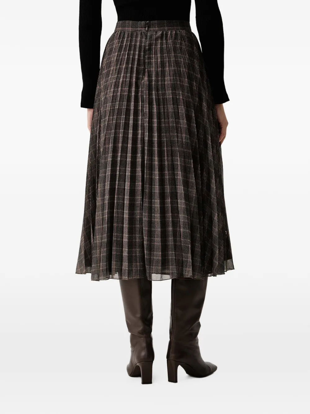 FRACOMINA check-pattern pleated midi skirt Bruin