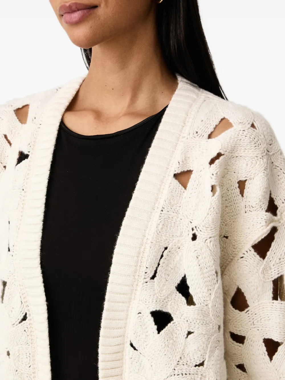 FRACOMINA crochet-knit cut-out cardigan Beige