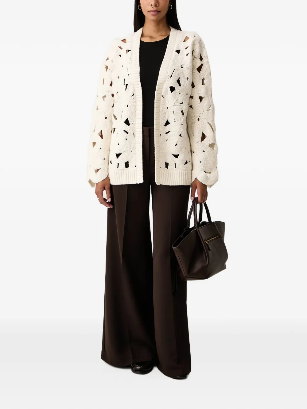 FRACOMINA crochet-knit cut-out cardigan Beige