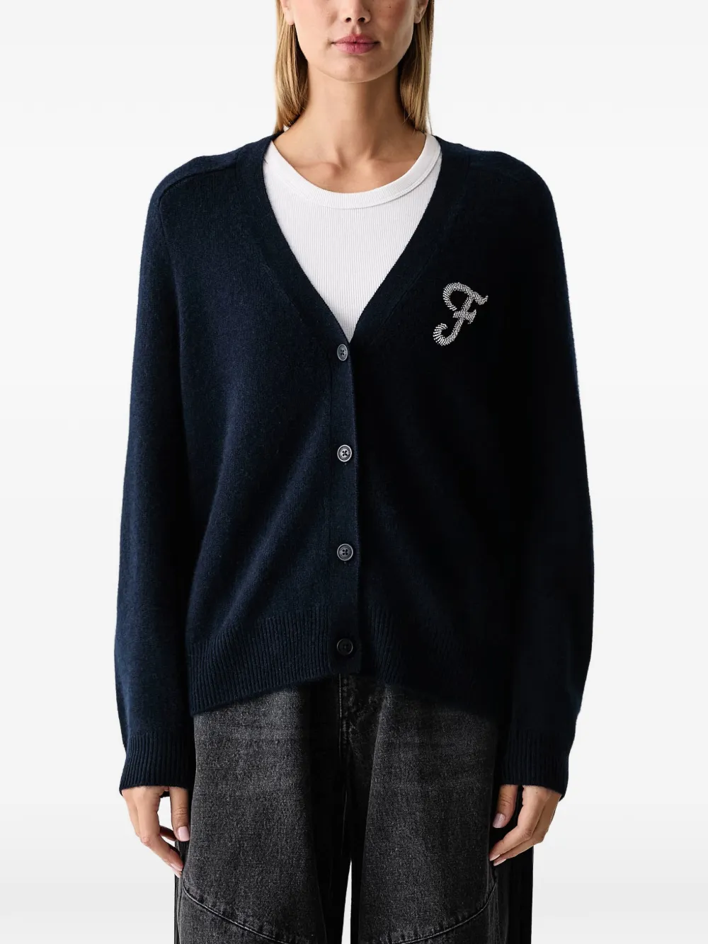 FROM FUTURE bead-embellished V-neck cardigan - Blu