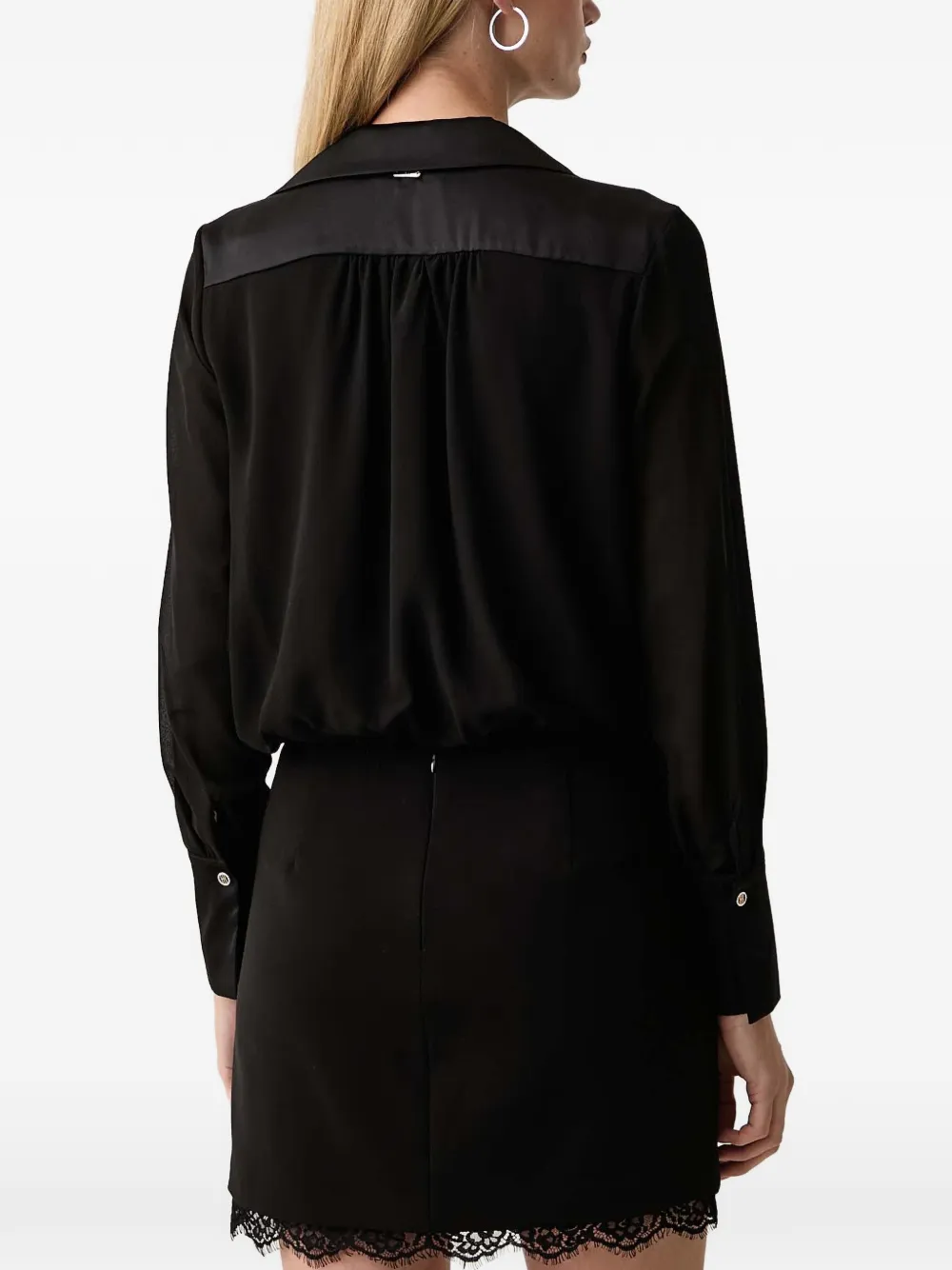 FRACOMINA satin-trim wrap blouse Zwart