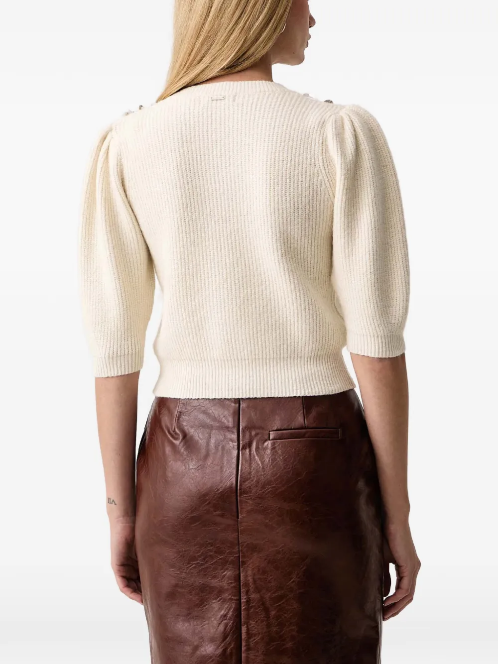 FRACOMINA sequin-embellished cropped sweater Beige