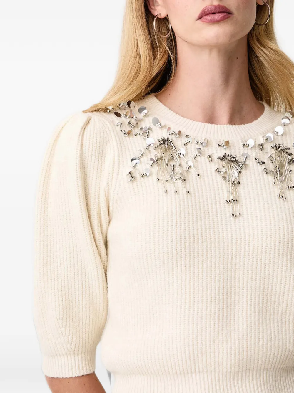 FRACOMINA sequin-embellished cropped sweater Beige