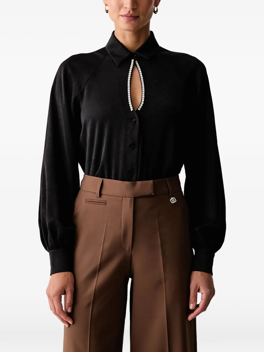 FRACOMINA crystal-embellished cut-out blouse Zwart