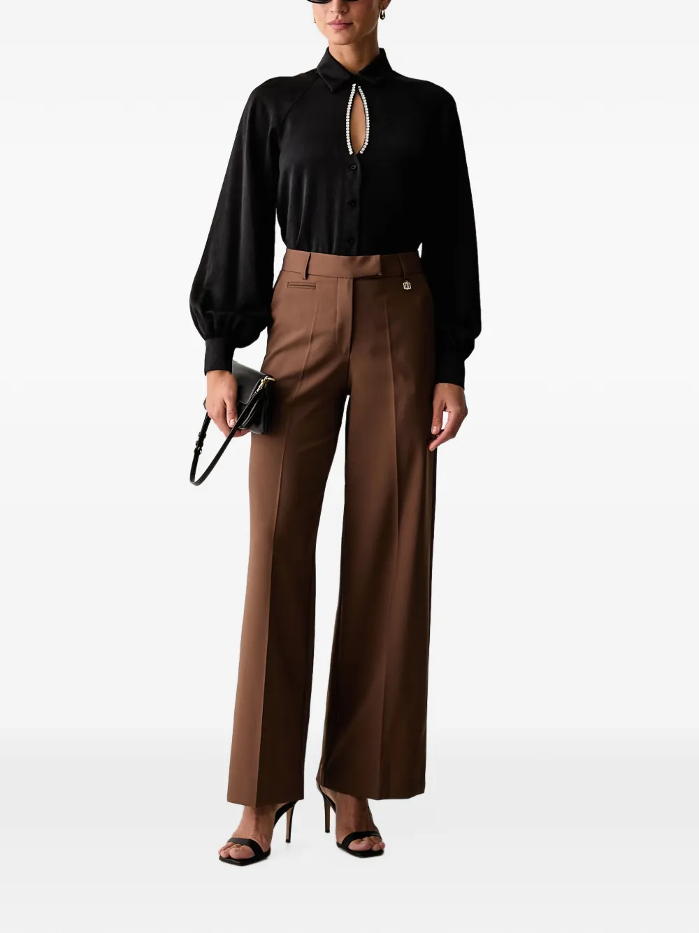 FRACOMINA crystal-embellished cut-out blouse Zwart