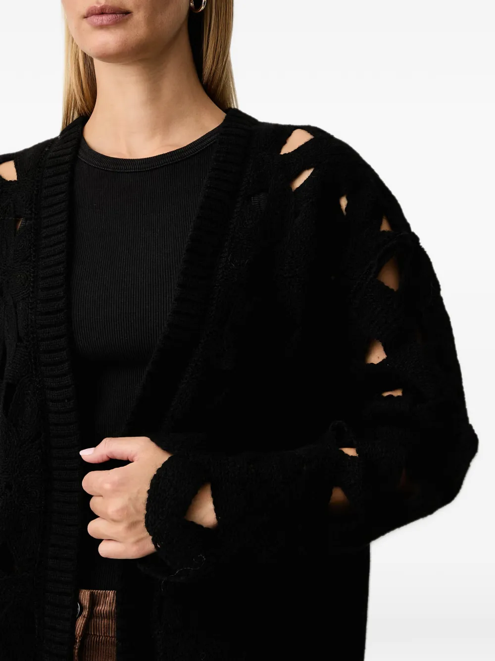 FRACOMINA cut-out chunky-knit cardigan Zwart