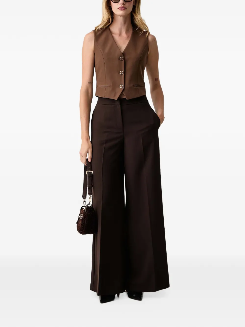 FRACOMINA V-neck waistcoat Bruin