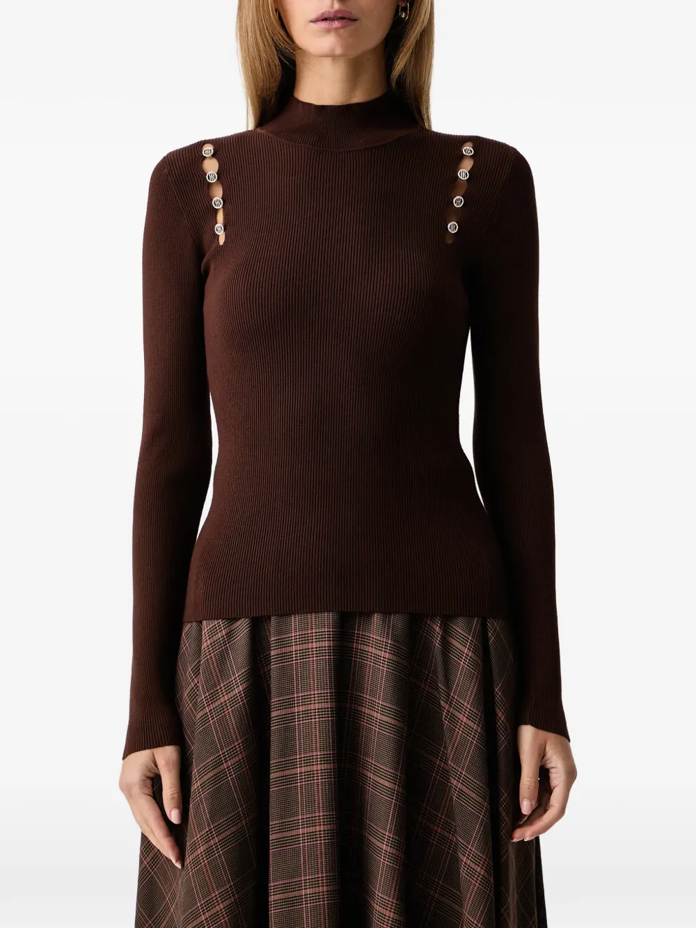 FRACOMINA turtleneck ribbed sweater Bruin