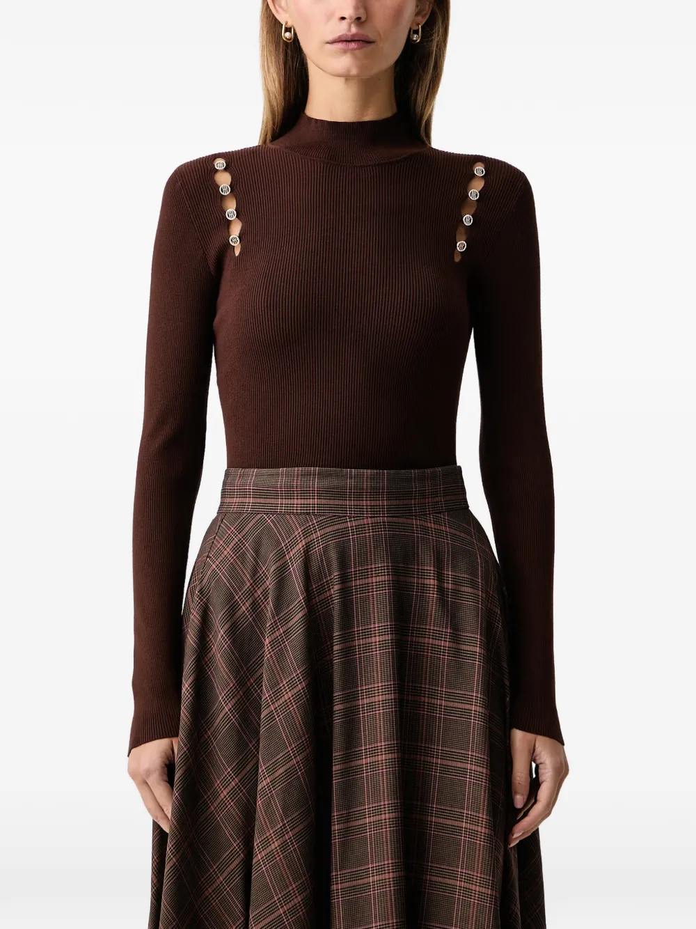 FRACOMINA turtleneck ribbed sweater - Marrone