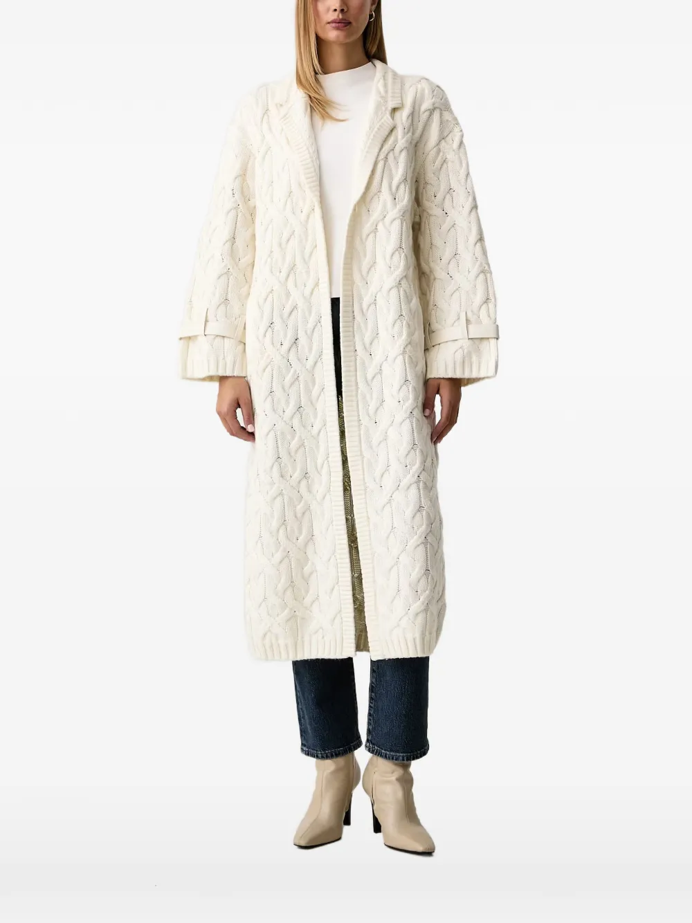 FRACOMINA cable-knit buckled-cuff cardigan Beige