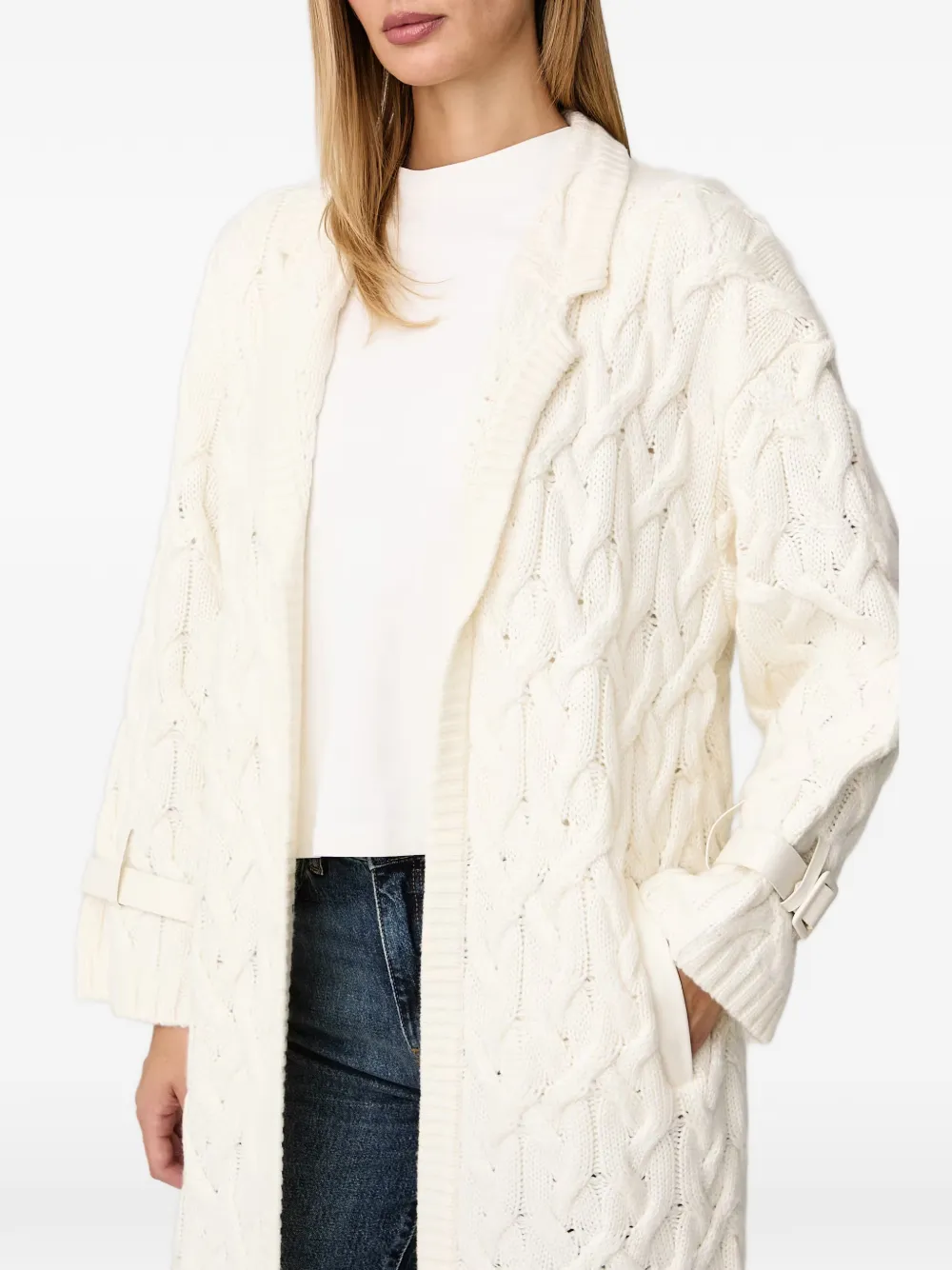 FRACOMINA cable-knit buckled-cuff cardigan Beige