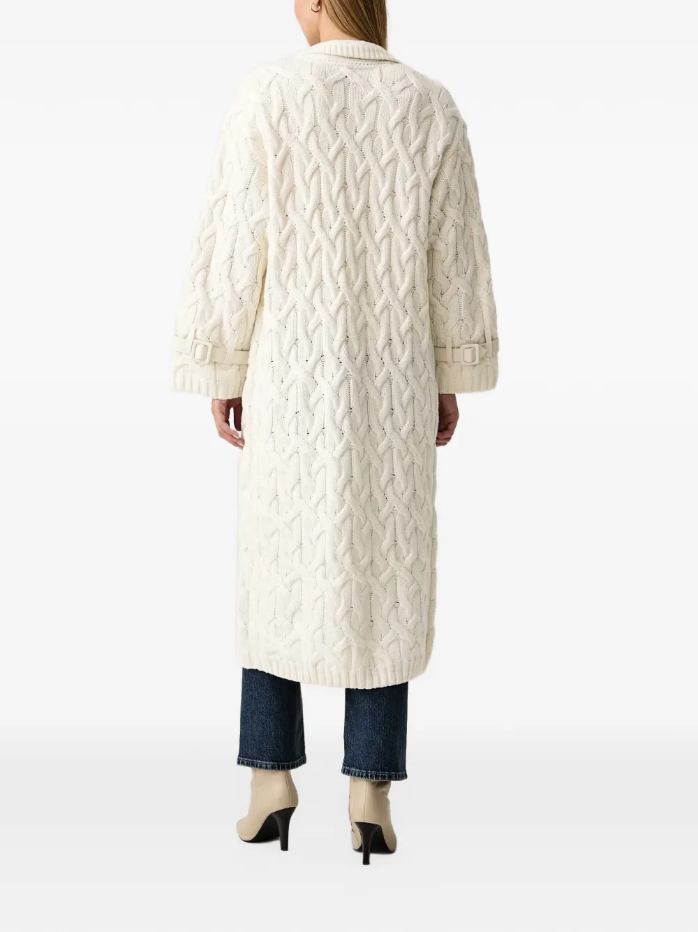 FRACOMINA cable-knit buckled-cuff cardigan Beige