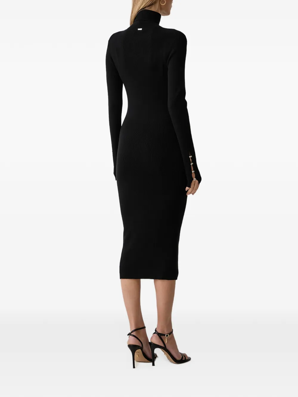 FRACOMINA button-detail ribbed-knit midi dress Zwart