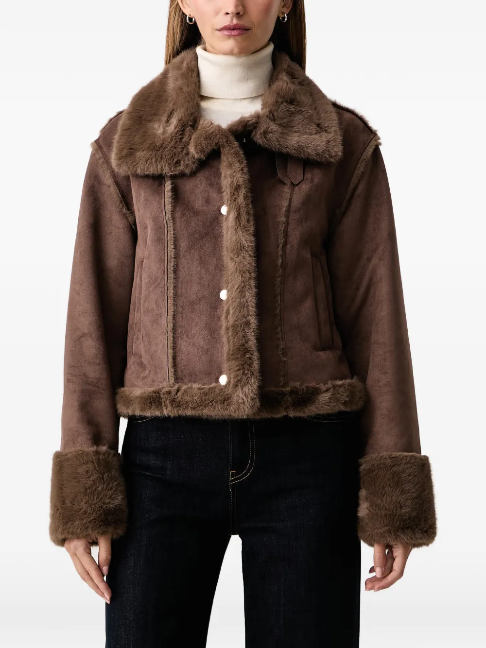 FRACOMINA faux-fur trim jacket - Marrone