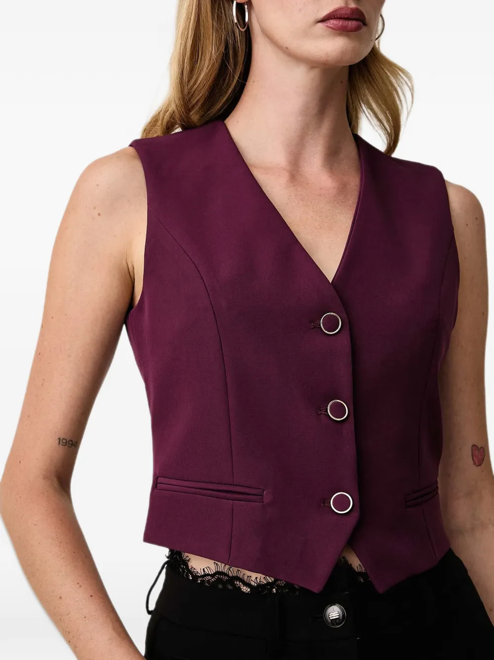 FRACOMINA button-up cropped waistcoat Paars
