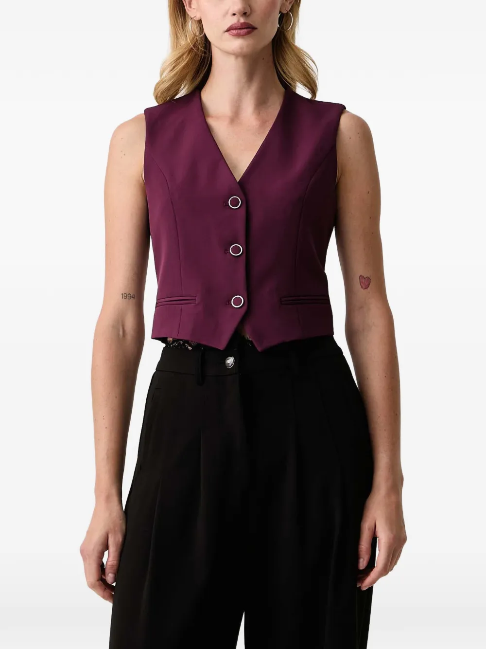 FRACOMINA button-up cropped waistcoat Paars