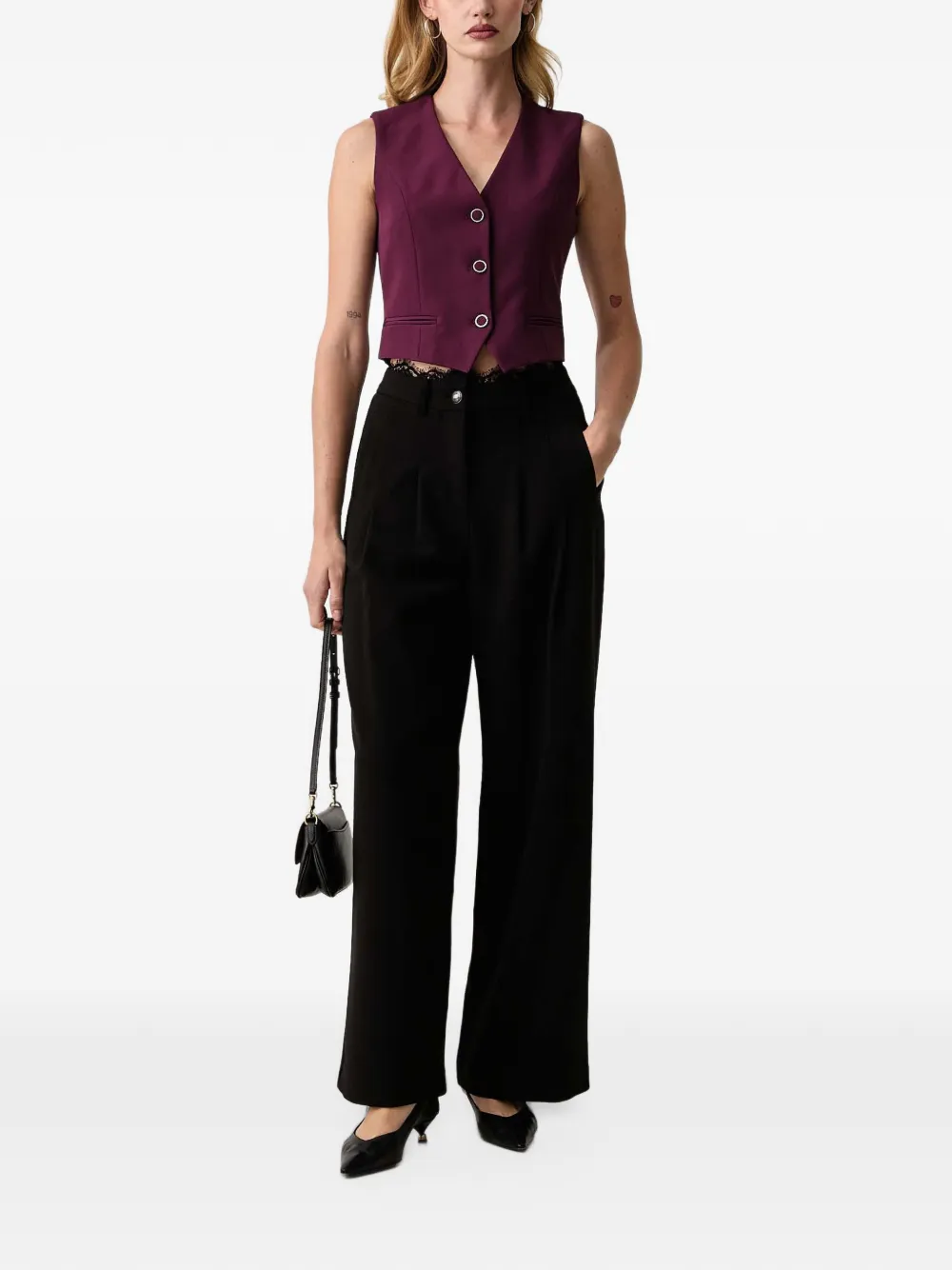 FRACOMINA button-up cropped waistcoat Paars
