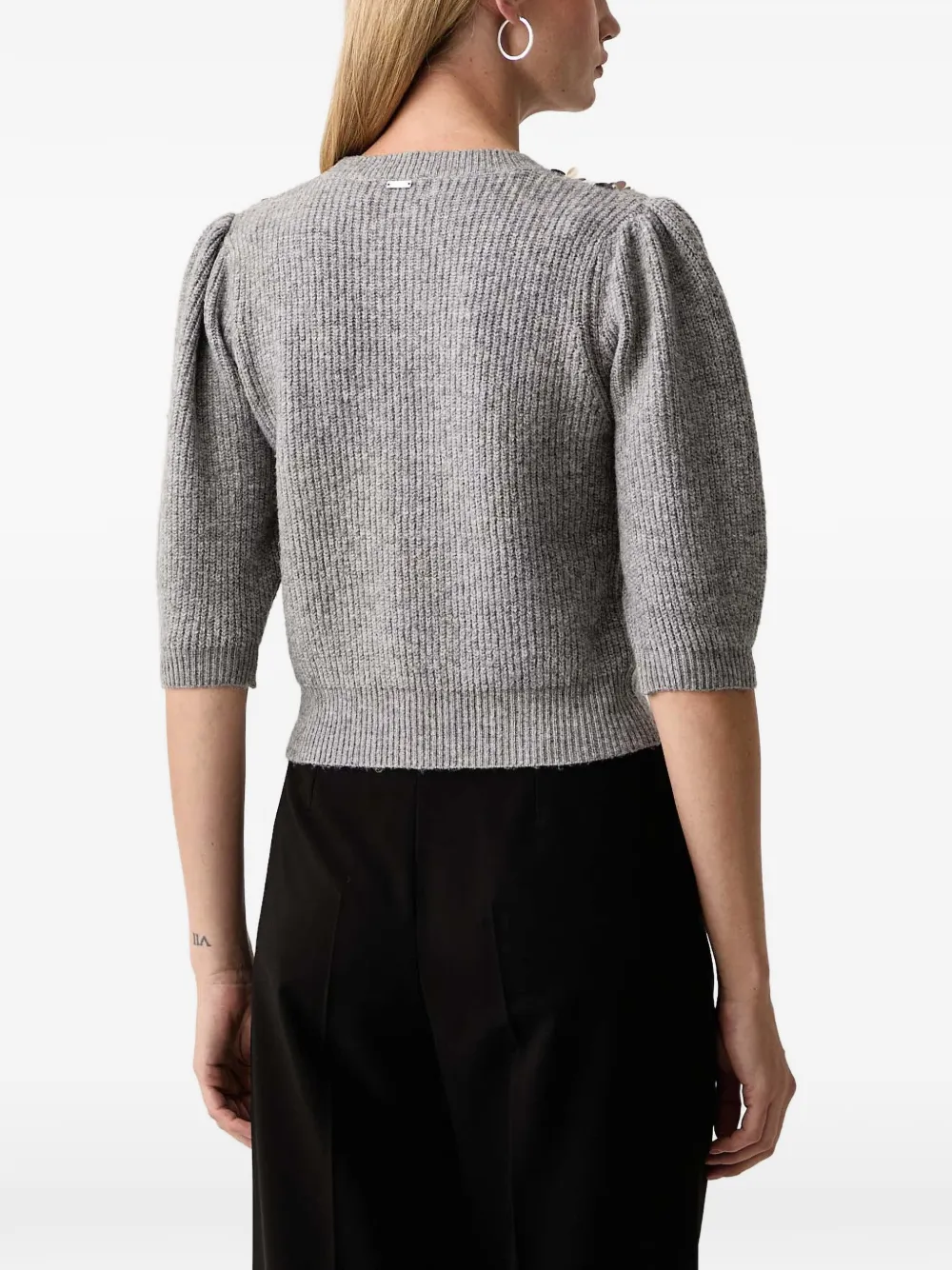 FRACOMINA sequin-embellished puff-sleeve sweater Grijs