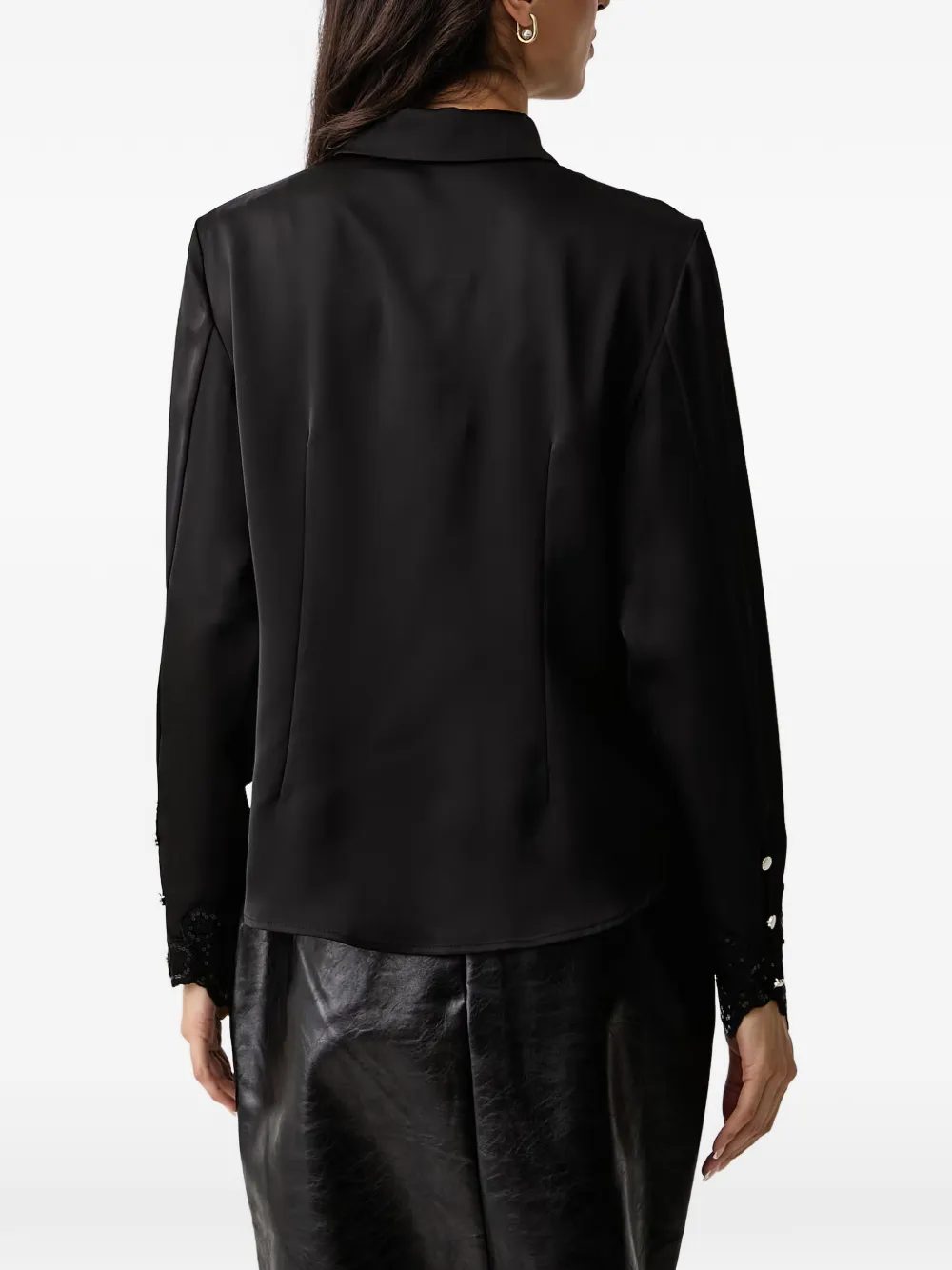 FRACOMINA lace-trim sequin-embellished shirt Zwart