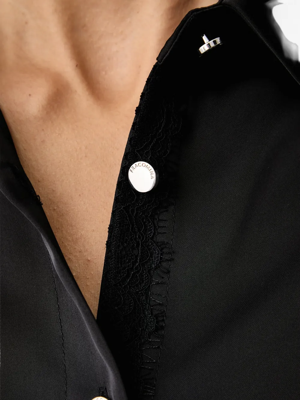 FRACOMINA lace-trim sequin-embellished shirt Zwart