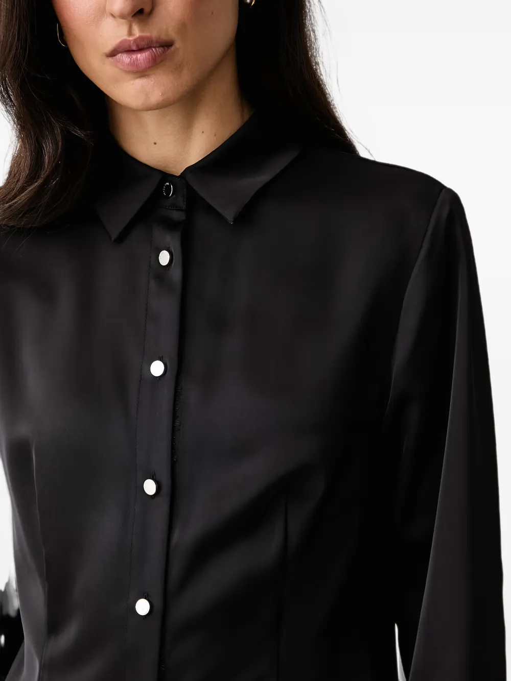 FRACOMINA lace-trim sequin-embellished shirt Zwart