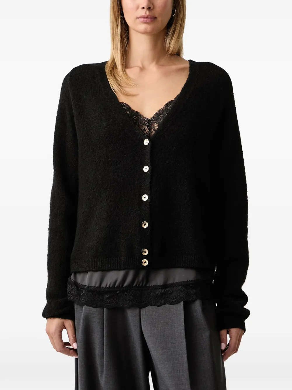 FRACOMINA V-neck button-up cardigan Zwart