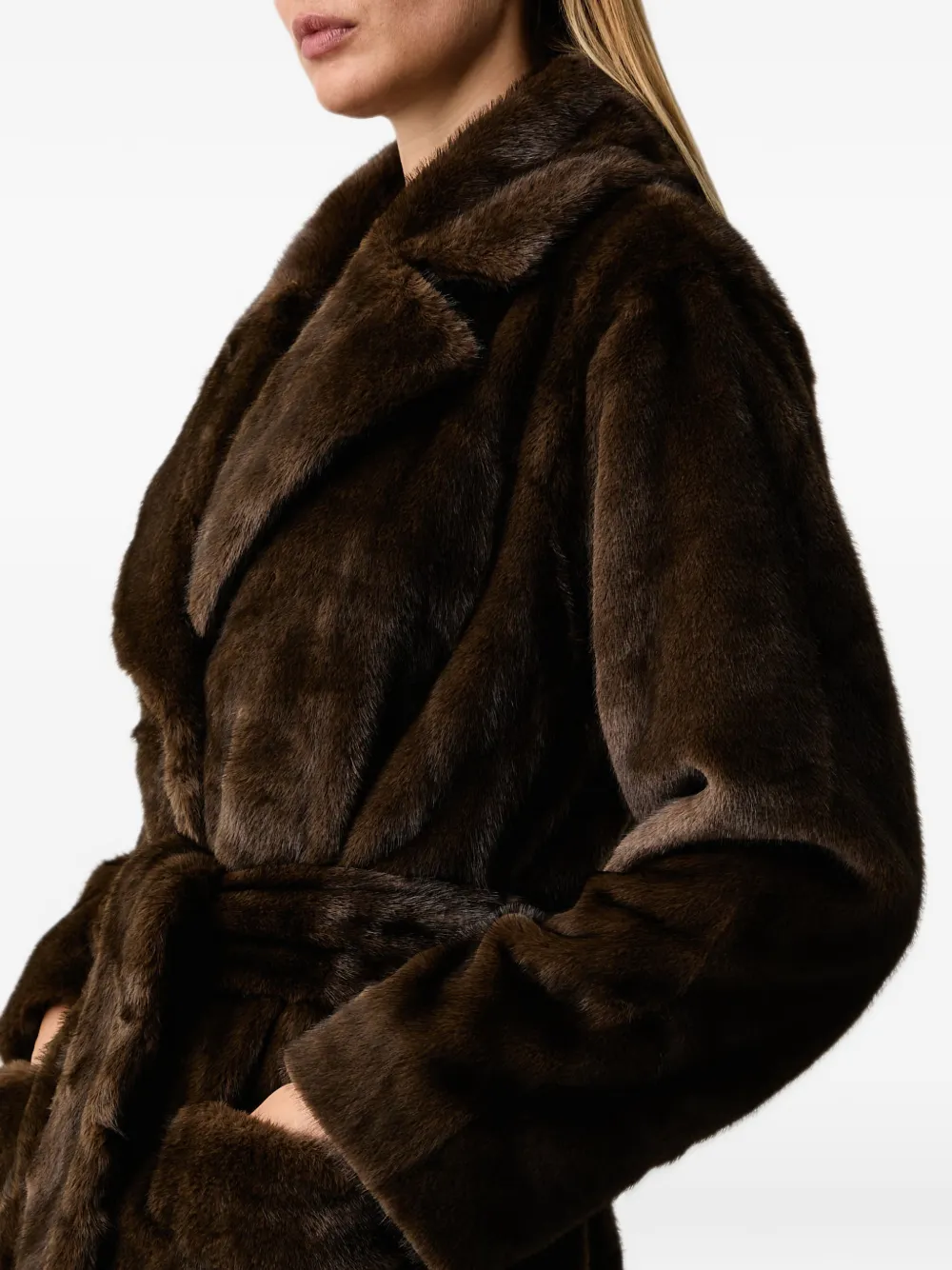 FRACOMINA classic long sleeves belted coat Bruin