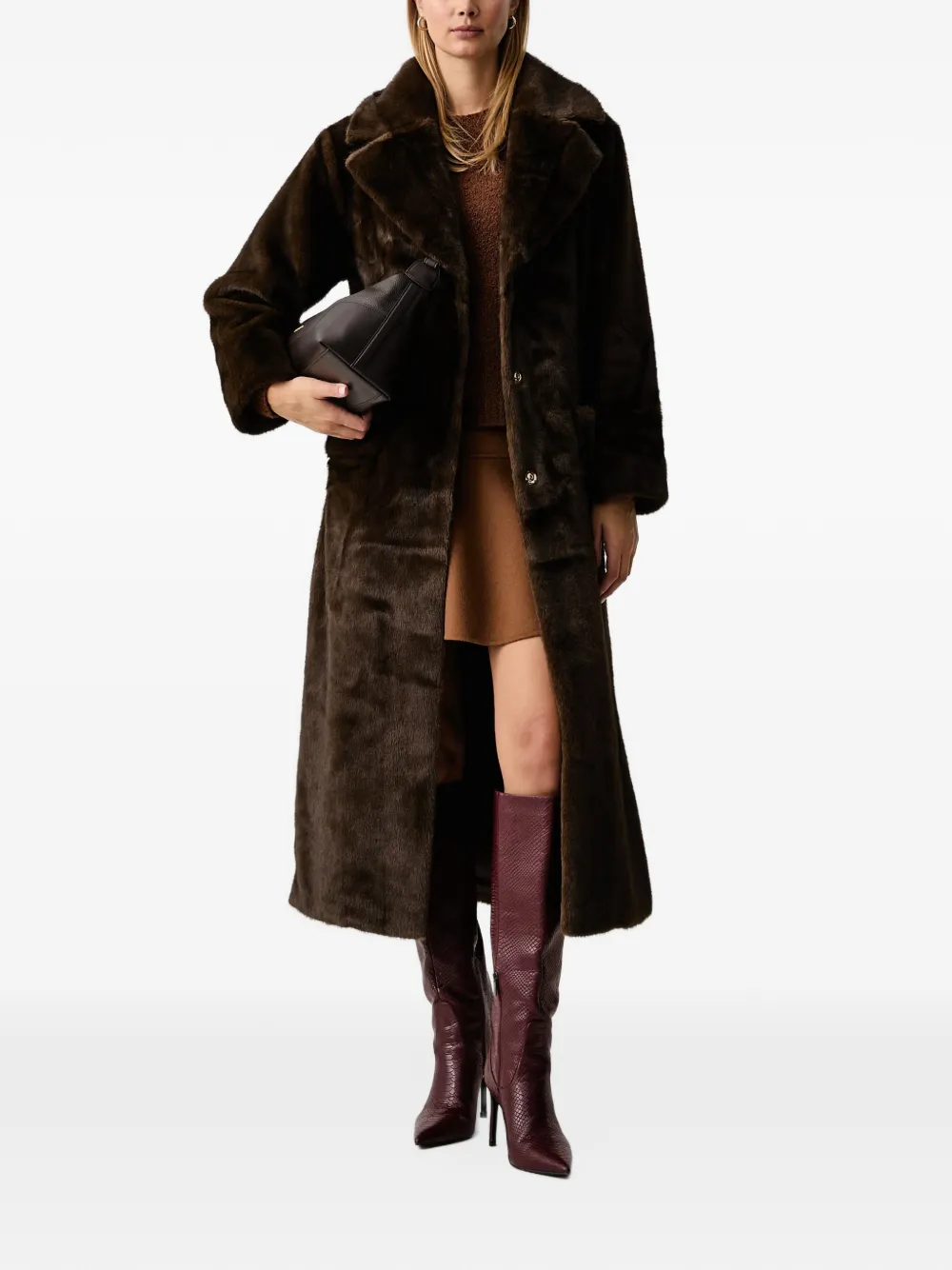 FRACOMINA classic long sleeves belted coat Bruin